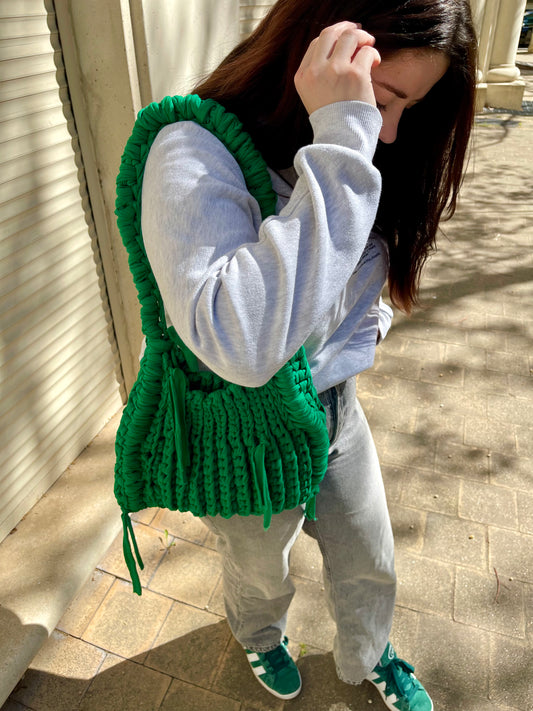 Sac en crochet vert électrique, sac design