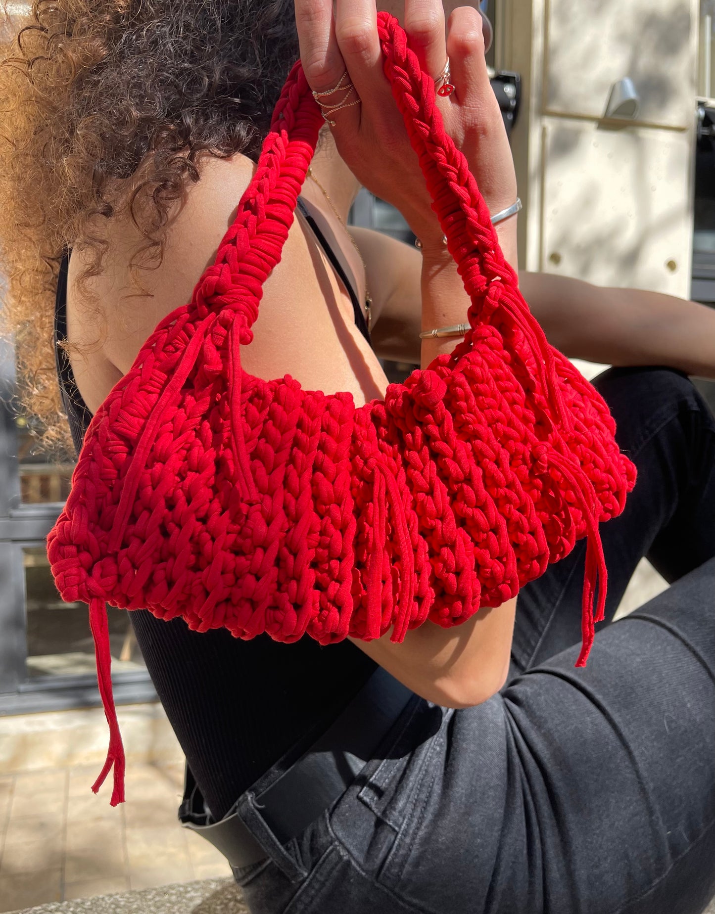 sac a main en crochet rouge