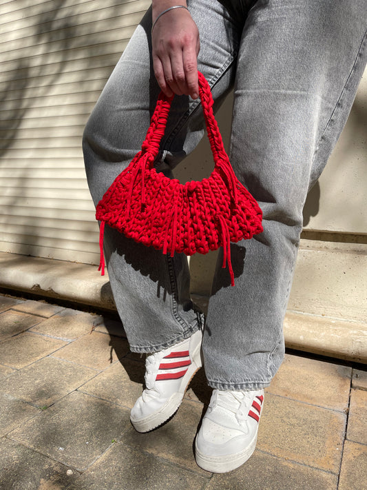 mini sac en crochet rouge